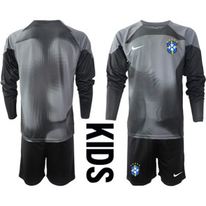 Brazil Goalkeeper Replica Home Stadium Kit for Kids World Cup 2022 Long Sleeve (+ pants)